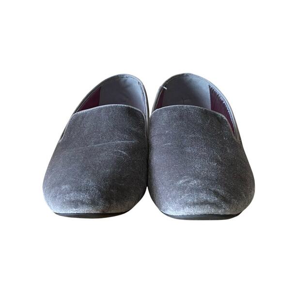 BIRDIES Women's Starling Velvet Flat Loafers in Stone Silver, Size 10 - Picture 5 of 12
